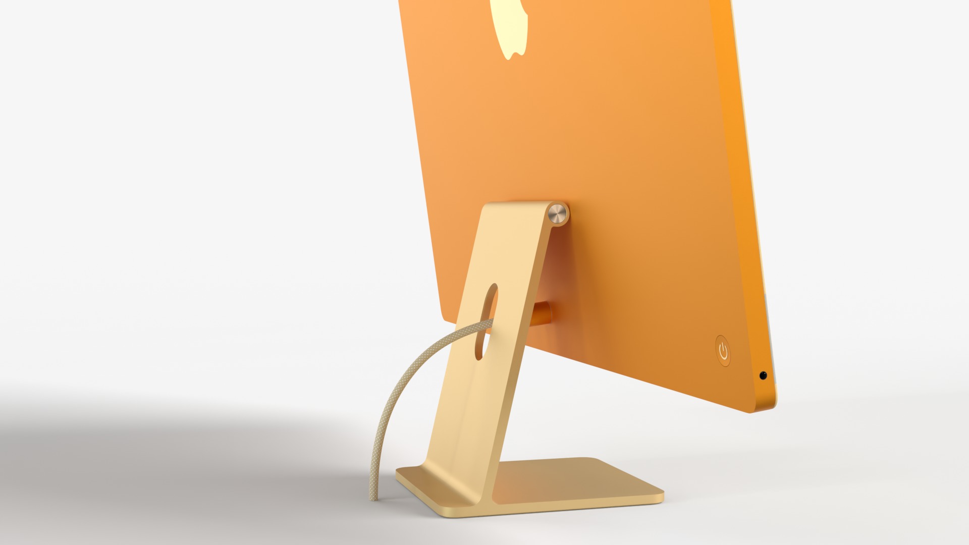 Apple IMac Yellow with Keyboard Mouse and Trackpad 3D model_5