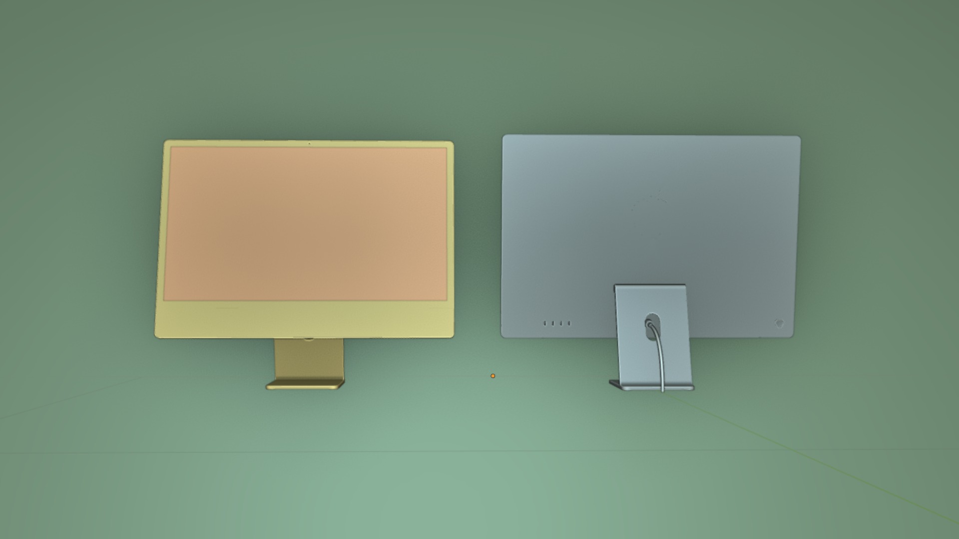 Apple IMac Yellow with Keyboard Mouse and Trackpad 3D model_11