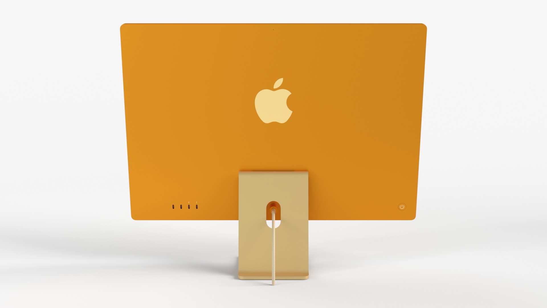 Apple IMac Yellow with Keyboard Mouse and Trackpad 3D model_3