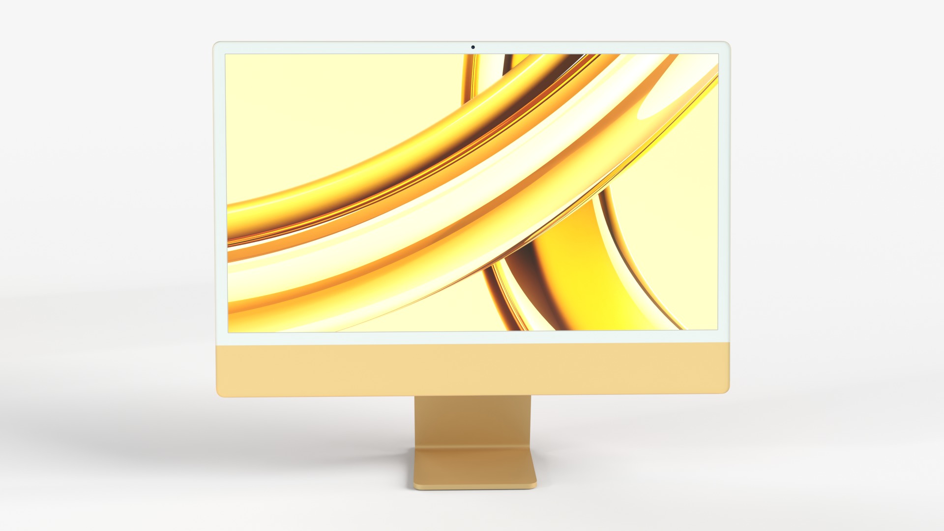 Apple IMac Yellow with Keyboard Mouse and Trackpad 3D model_2