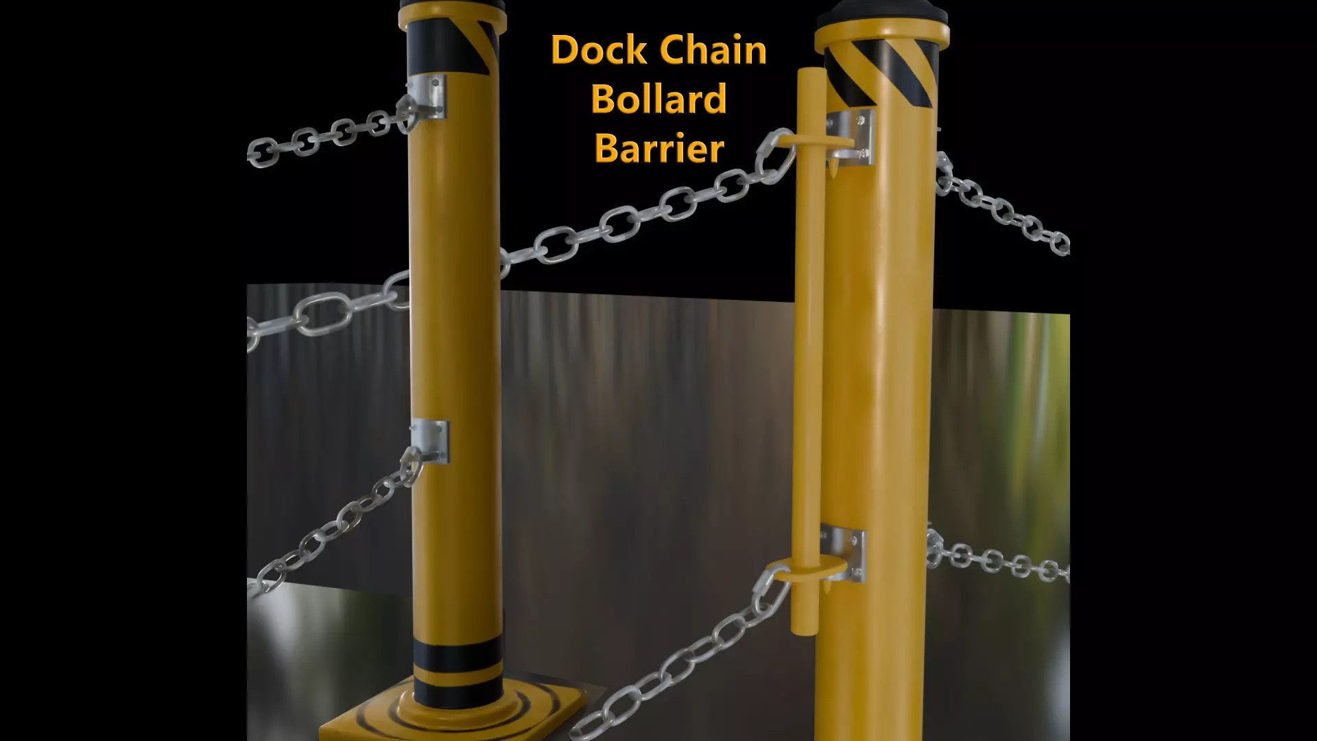 Dock Chain Bollard Barrier 3D model