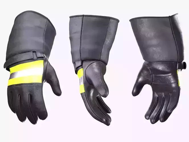 Firefighter Gloves 232 - All MH Bodies - UE5 Skeletons - Rigged Low-poly 3D model