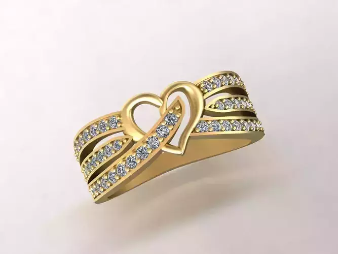 Heart Ring Designed  with Round Stones