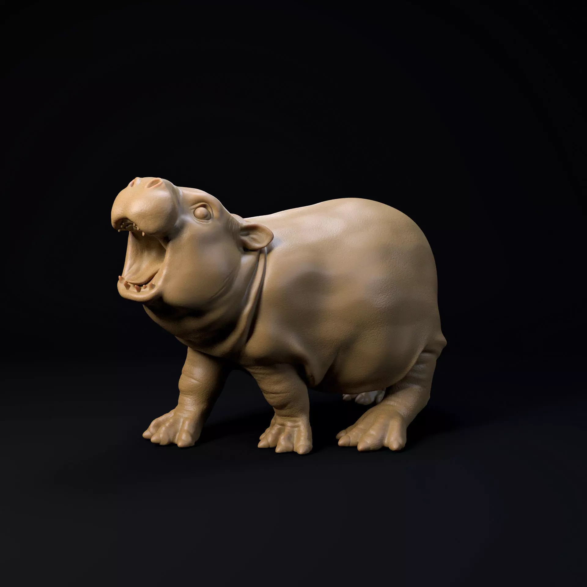 Baby pigmy hippo - pre supported cute animal 3D print model_0
