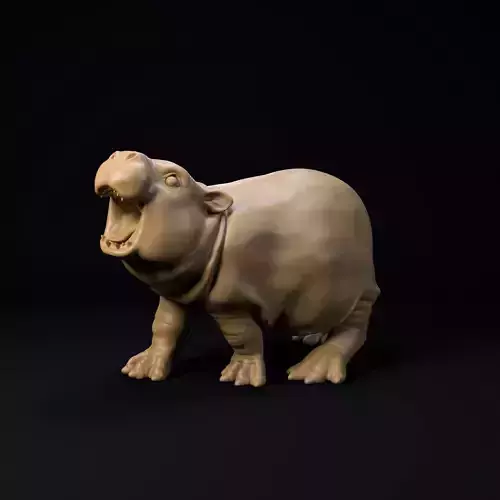 Baby pigmy hippo - pre supported cute animal 3D print model