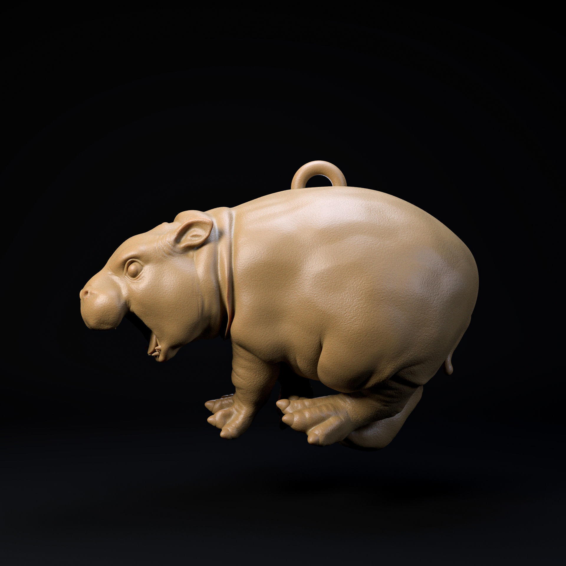 Baby pigmy hippo Christmas decoration - cute animal 3D print model_1