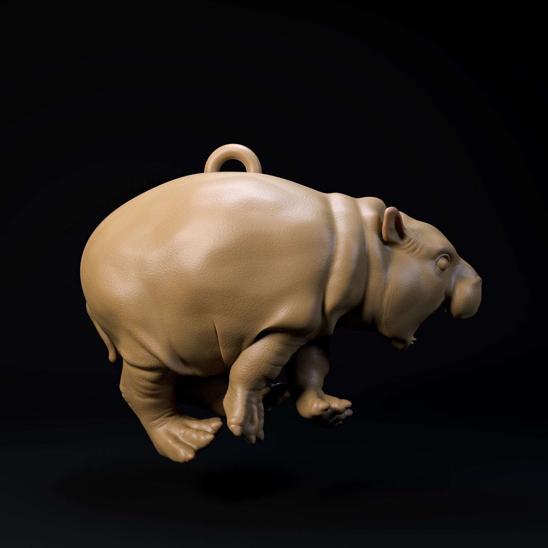 Baby pigmy hippo Christmas decoration - cute animal 3D print model_3