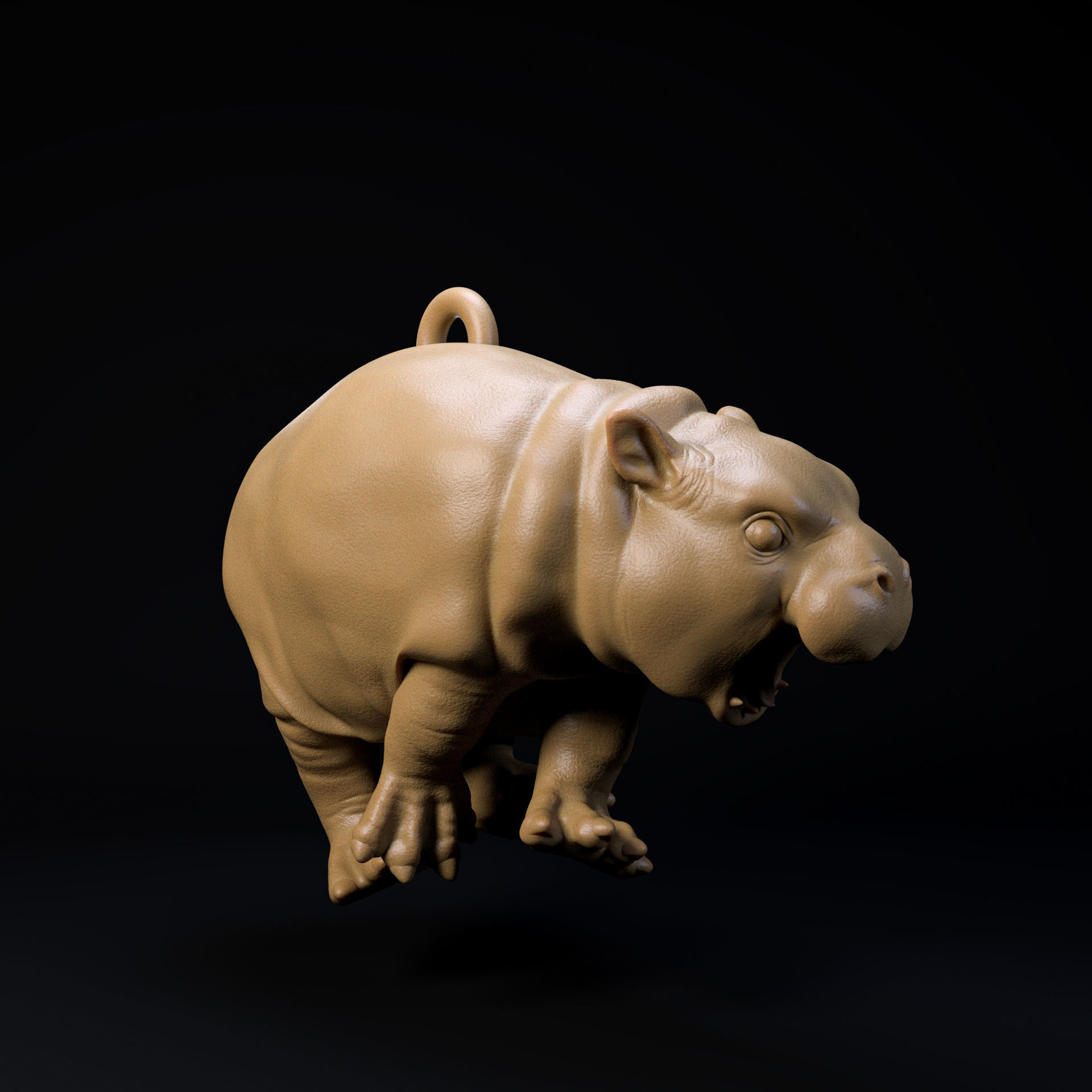 Baby pigmy hippo Christmas decoration - cute animal 3D print model_2
