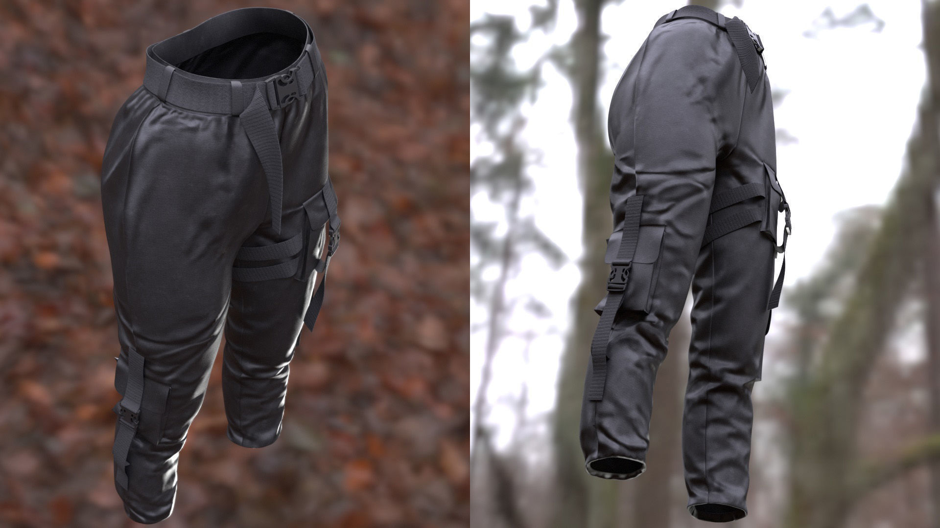 Pants Holster 230 - All MH Bodies - UE5 Skeletons - Rigged Low-poly 3D model_6