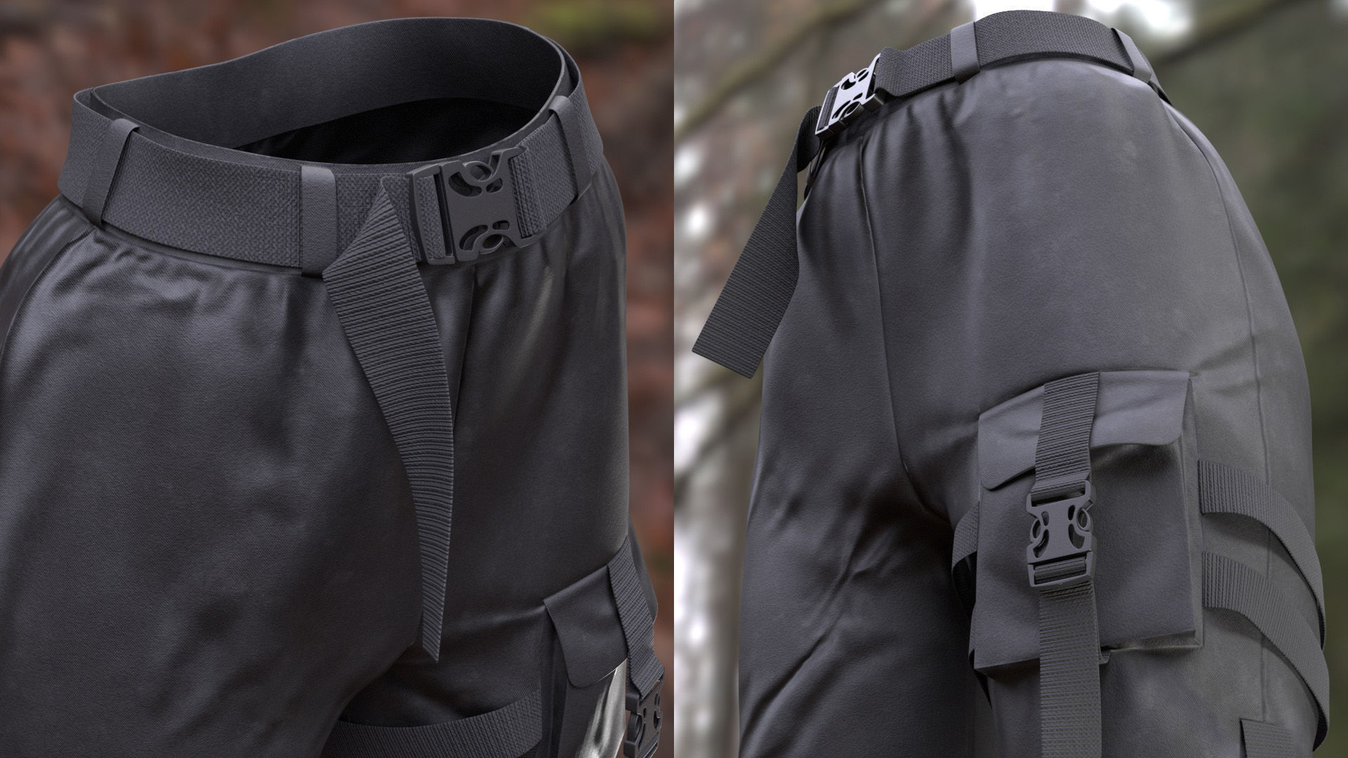 Pants Holster 230 - All MH Bodies - UE5 Skeletons - Rigged Low-poly 3D model_9