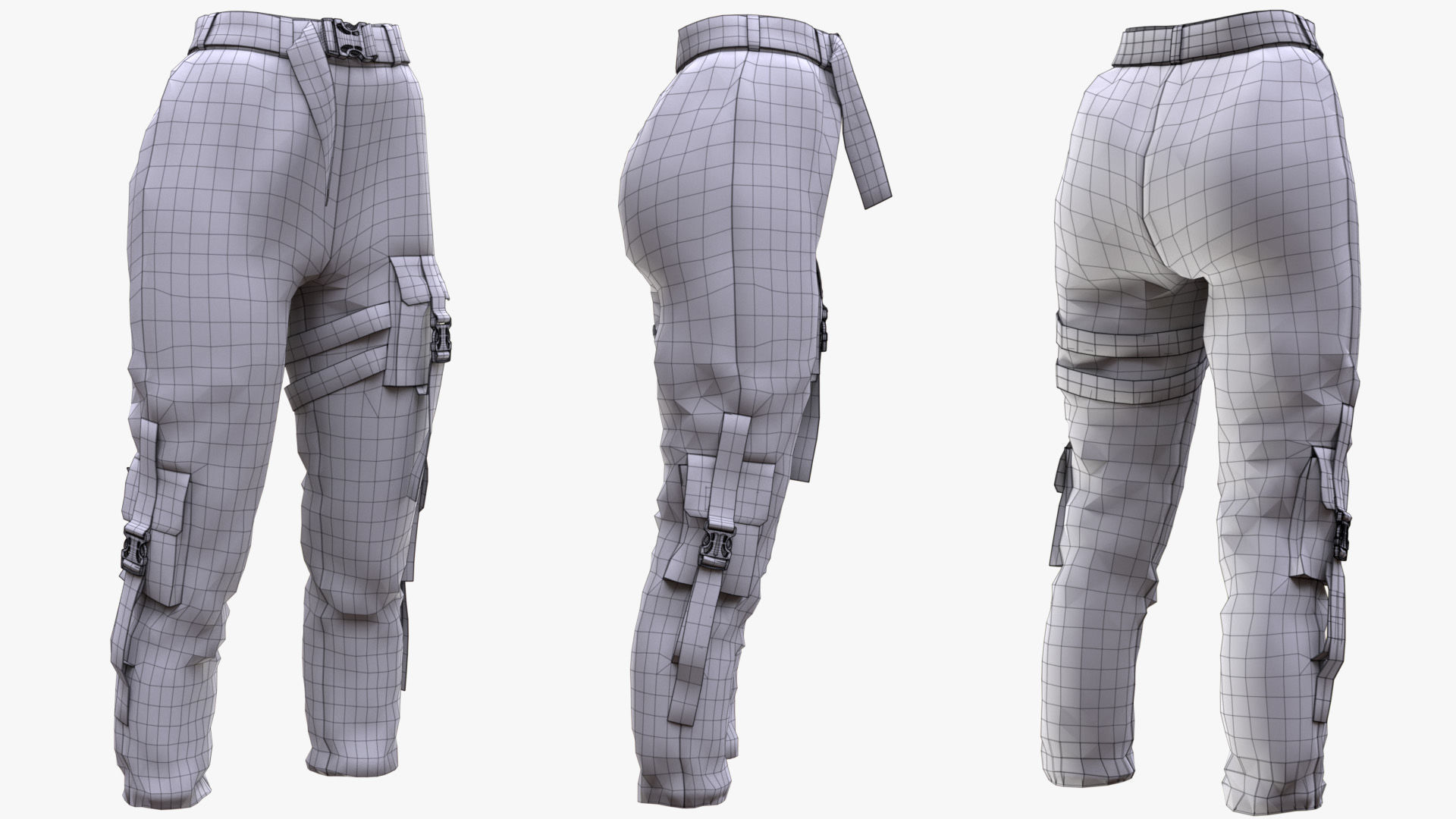 Pants Holster 230 - All MH Bodies - UE5 Skeletons - Rigged Low-poly 3D model_10
