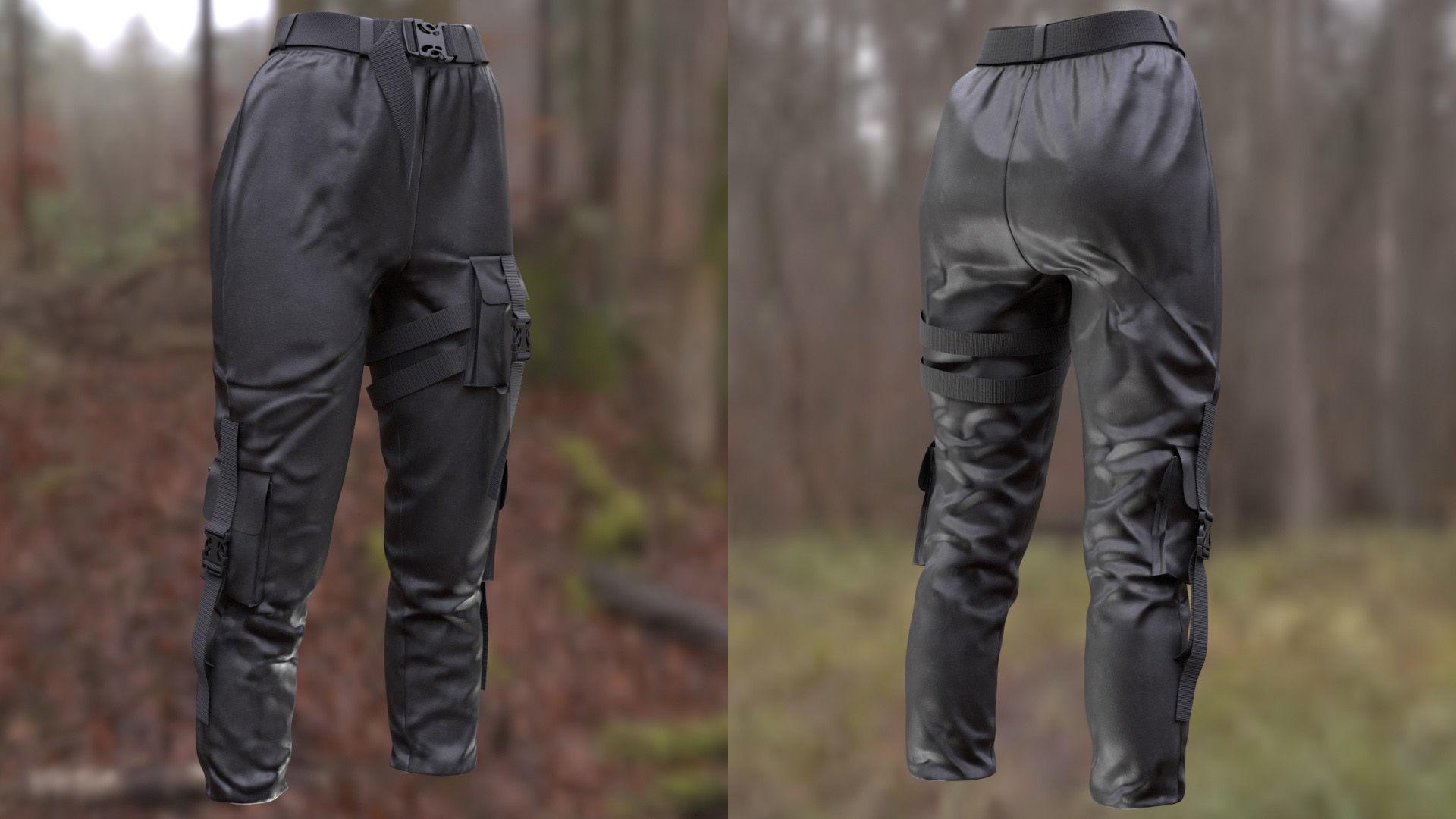 Pants Holster 230 - All MH Bodies - UE5 Skeletons - Rigged Low-poly 3D model_3