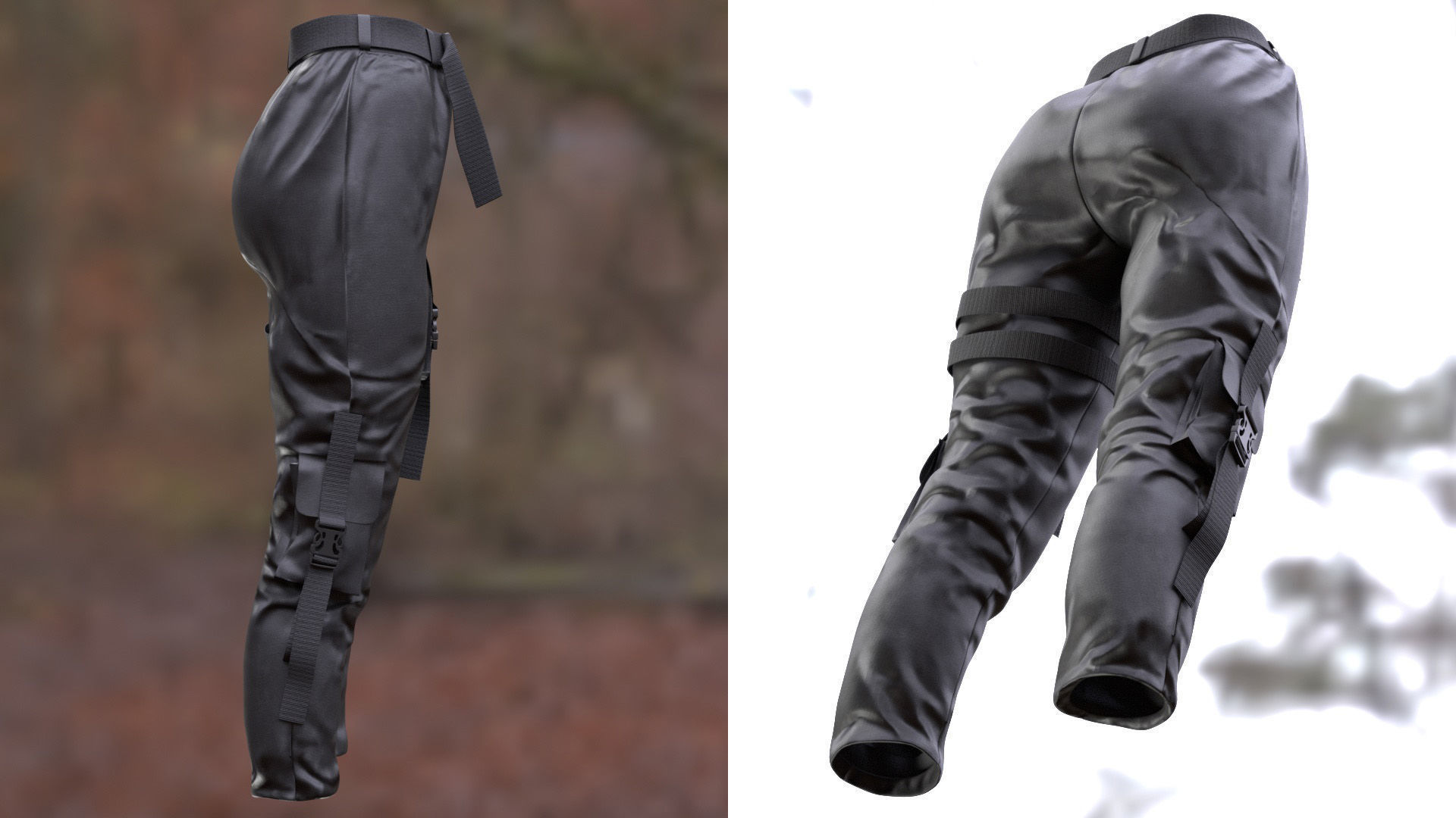 Pants Holster 230 - All MH Bodies - UE5 Skeletons - Rigged Low-poly 3D model_8