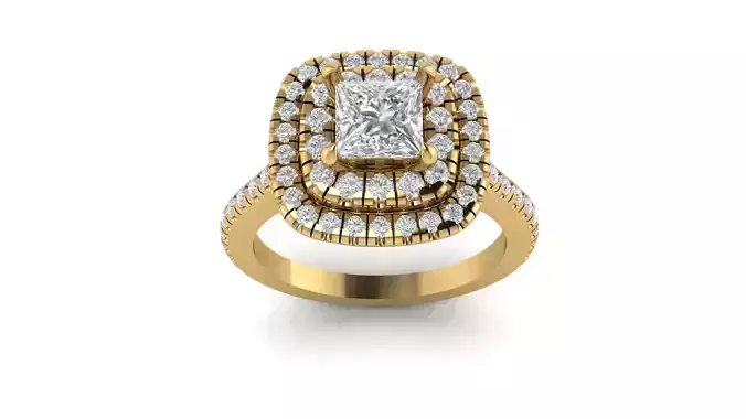 Double Halo Engagement Ring