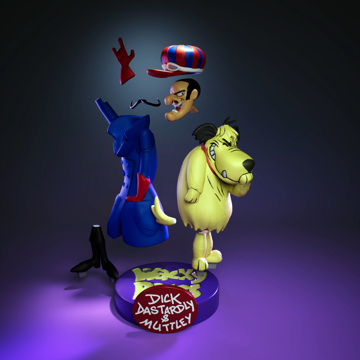 Dick Dastardly And Muttley - The Wacky Races 3D print model_5