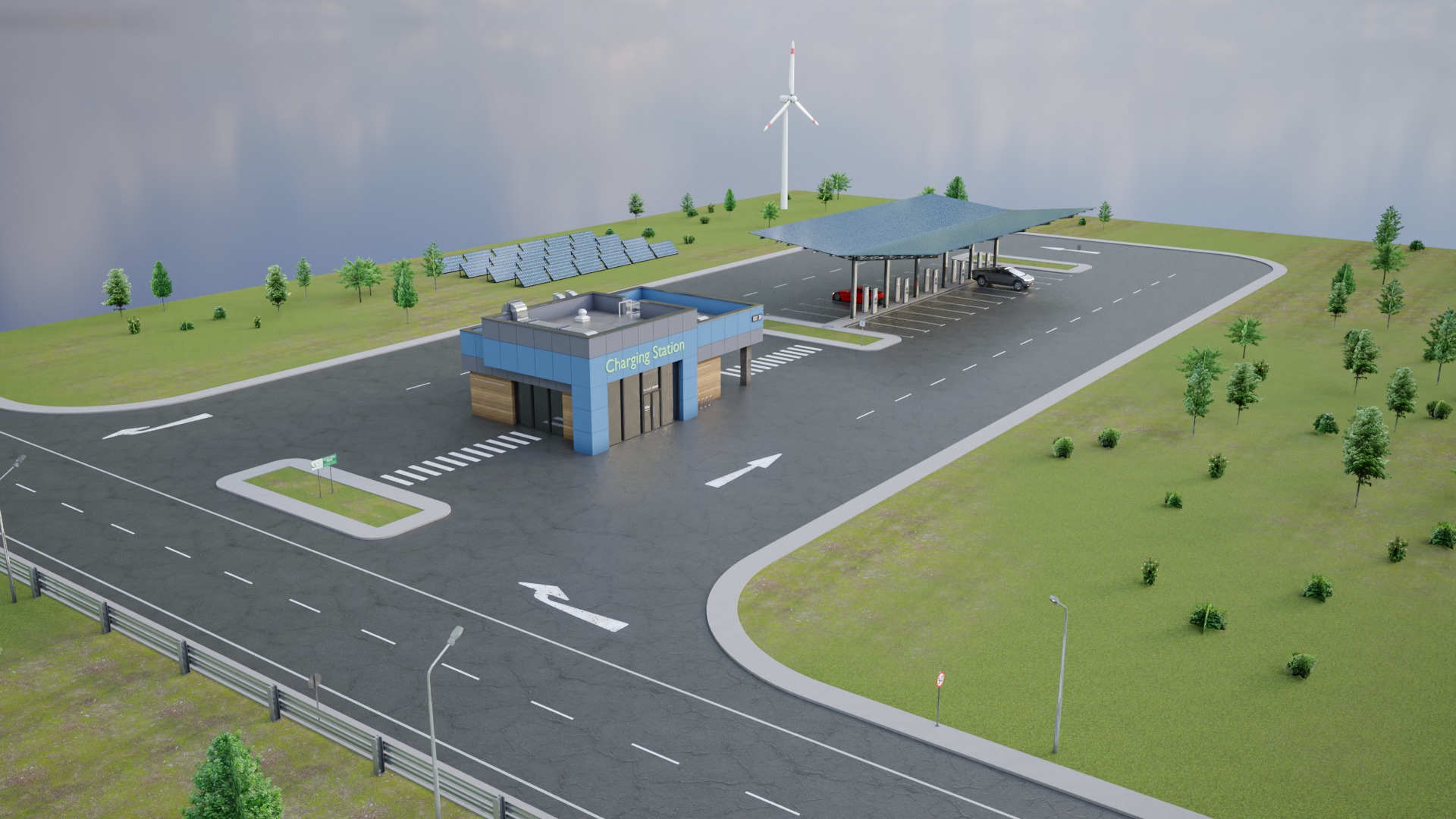 Electric Vehicle Charging Station 5 3D model_12