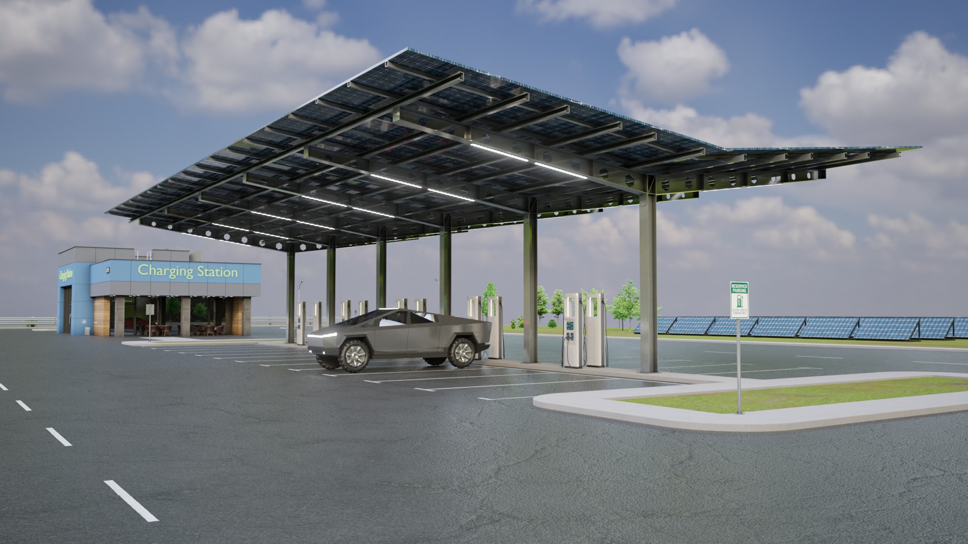 Electric Vehicle Charging Station 5 3D model_2