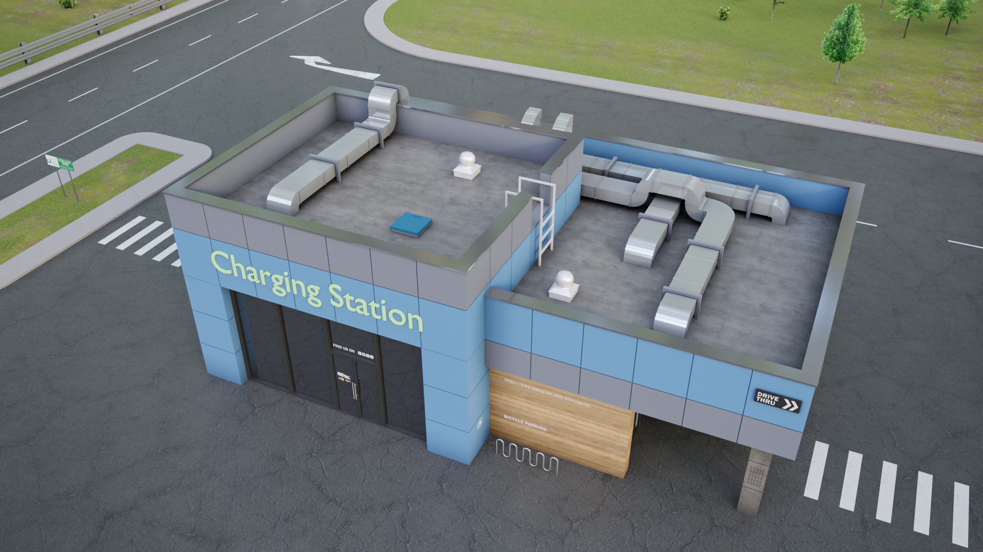 Electric Vehicle Charging Station 5 3D model_7