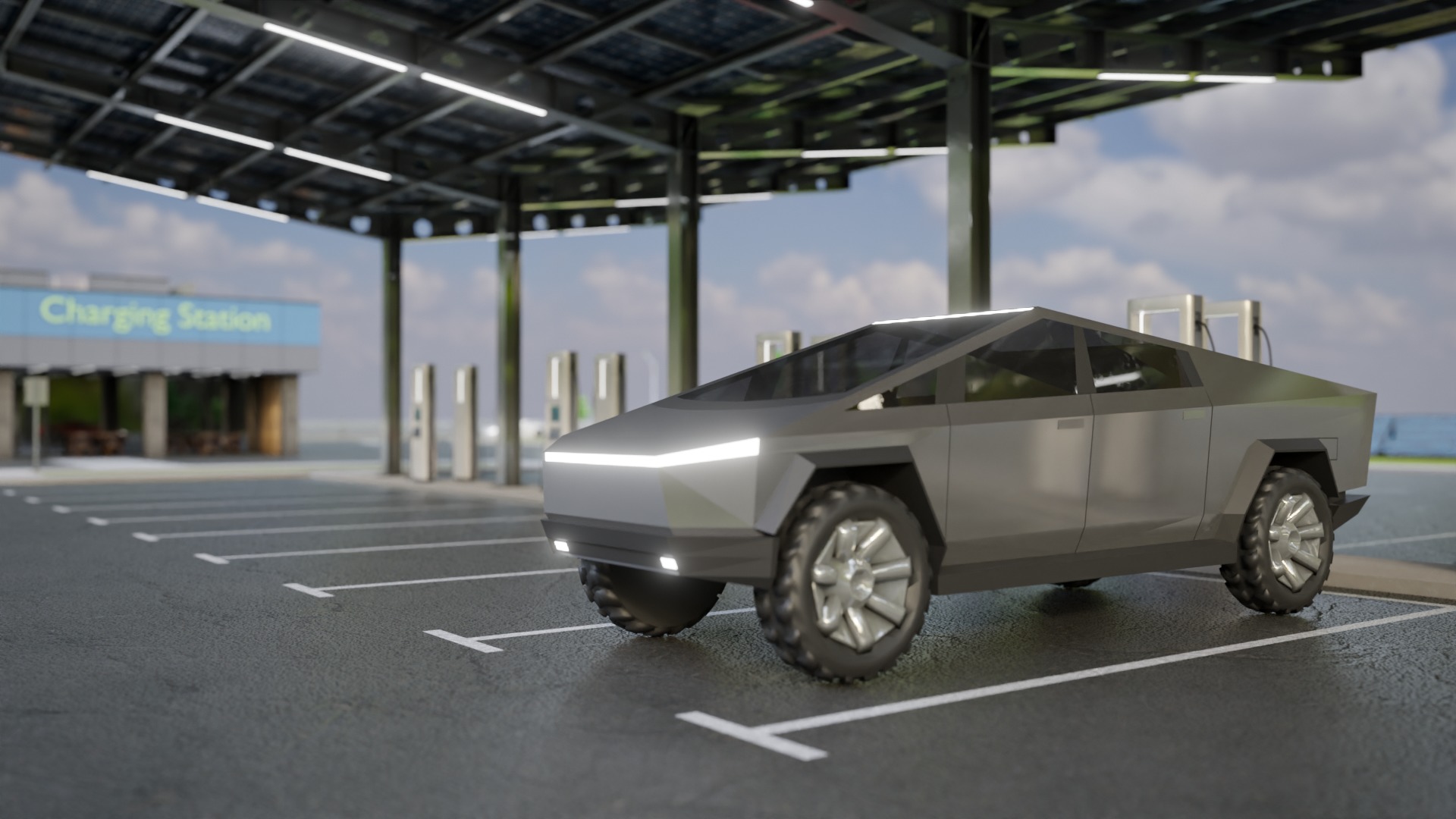 Electric Vehicle Charging Station 5 3D model_17
