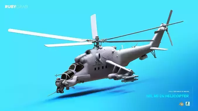 Mil Mi-24 Helicopter 3D Model