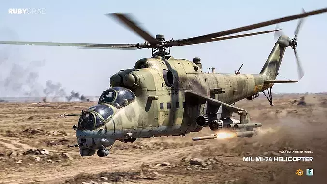 Mil Mi-24 Helicopter 3D Model