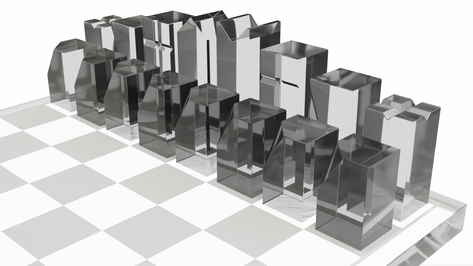 Crystal Chess Set 3D model_3