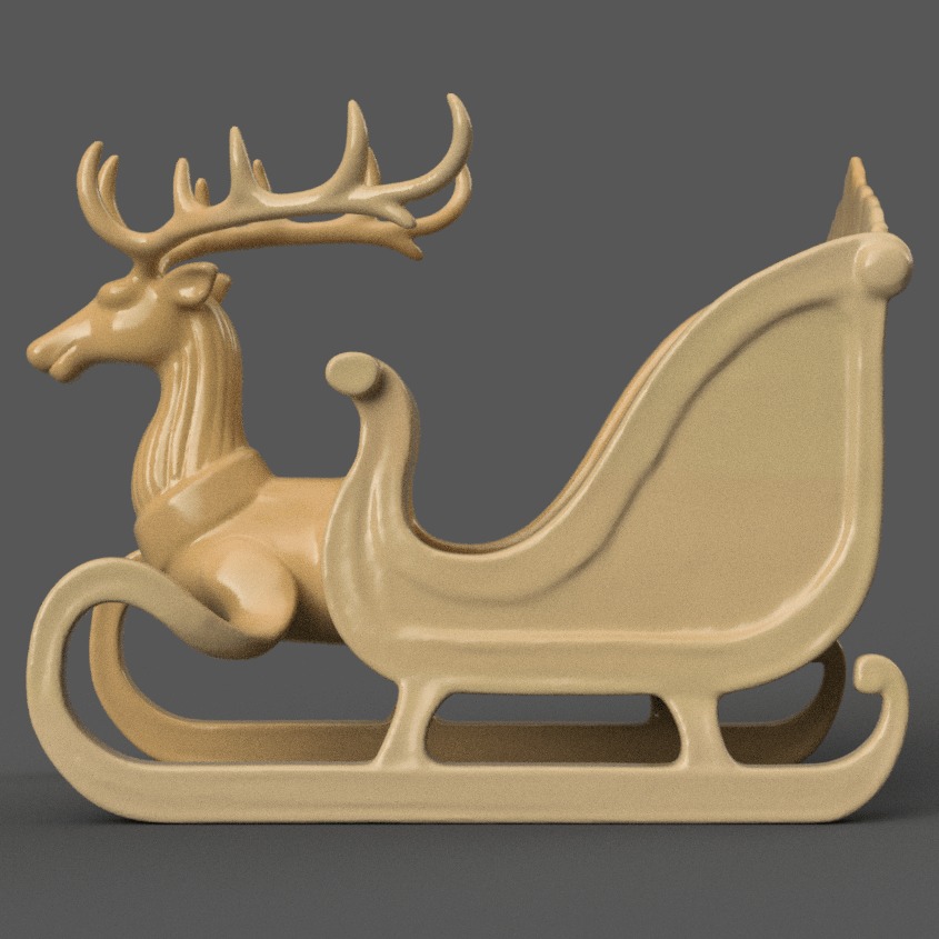 Santa Sleigh Christmas Decorations planter - vase - garden 6 3D print model_1