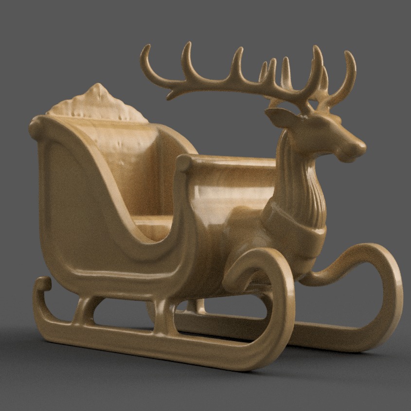 Santa Sleigh Christmas Decorations planter - vase - garden 6 3D print model_6