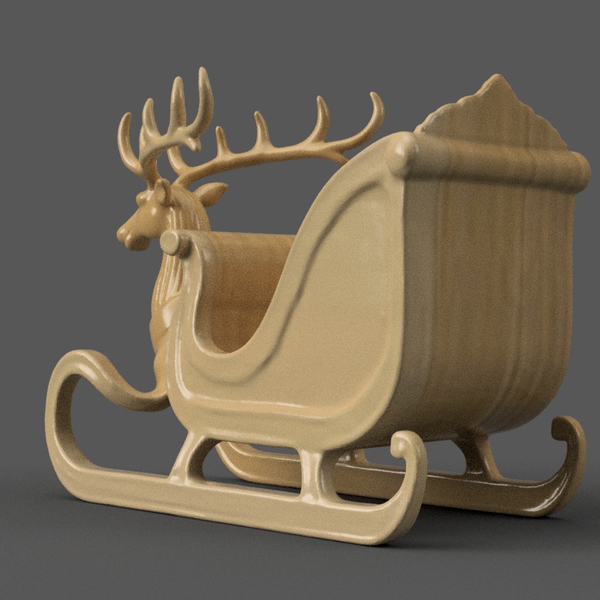 Santa Sleigh Christmas Decorations planter - vase - garden 6 3D print model_2