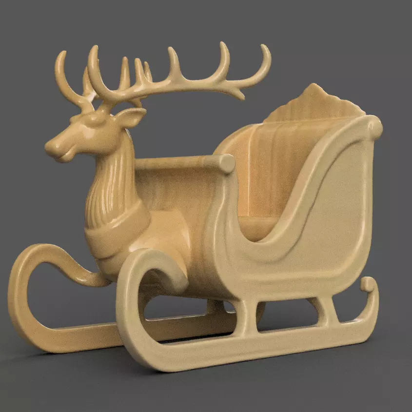 Santa Sleigh Christmas Decorations planter - vase - garden 6 3D print model_0