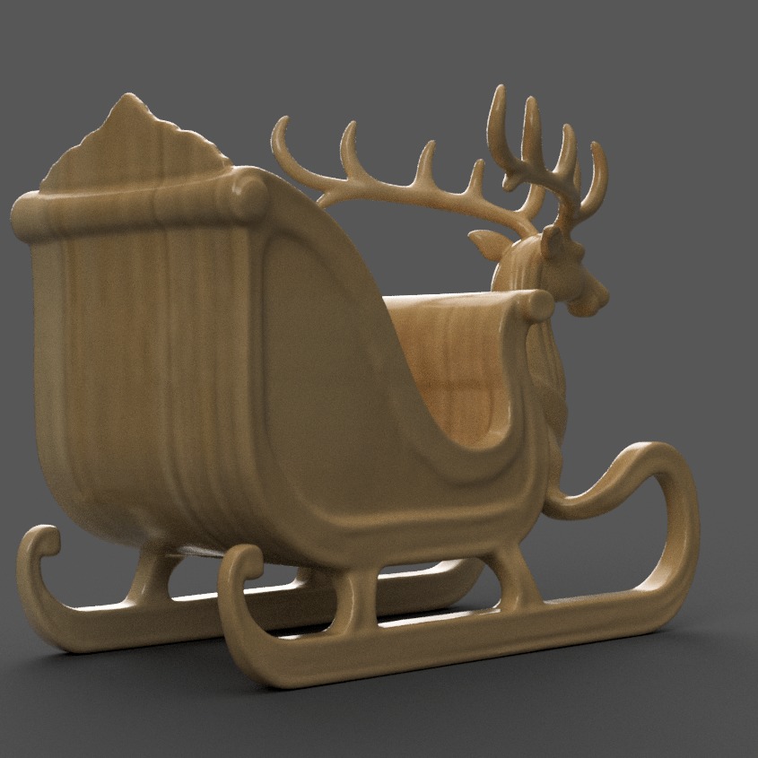 Santa Sleigh Christmas Decorations planter - vase - garden 6 3D print model_4
