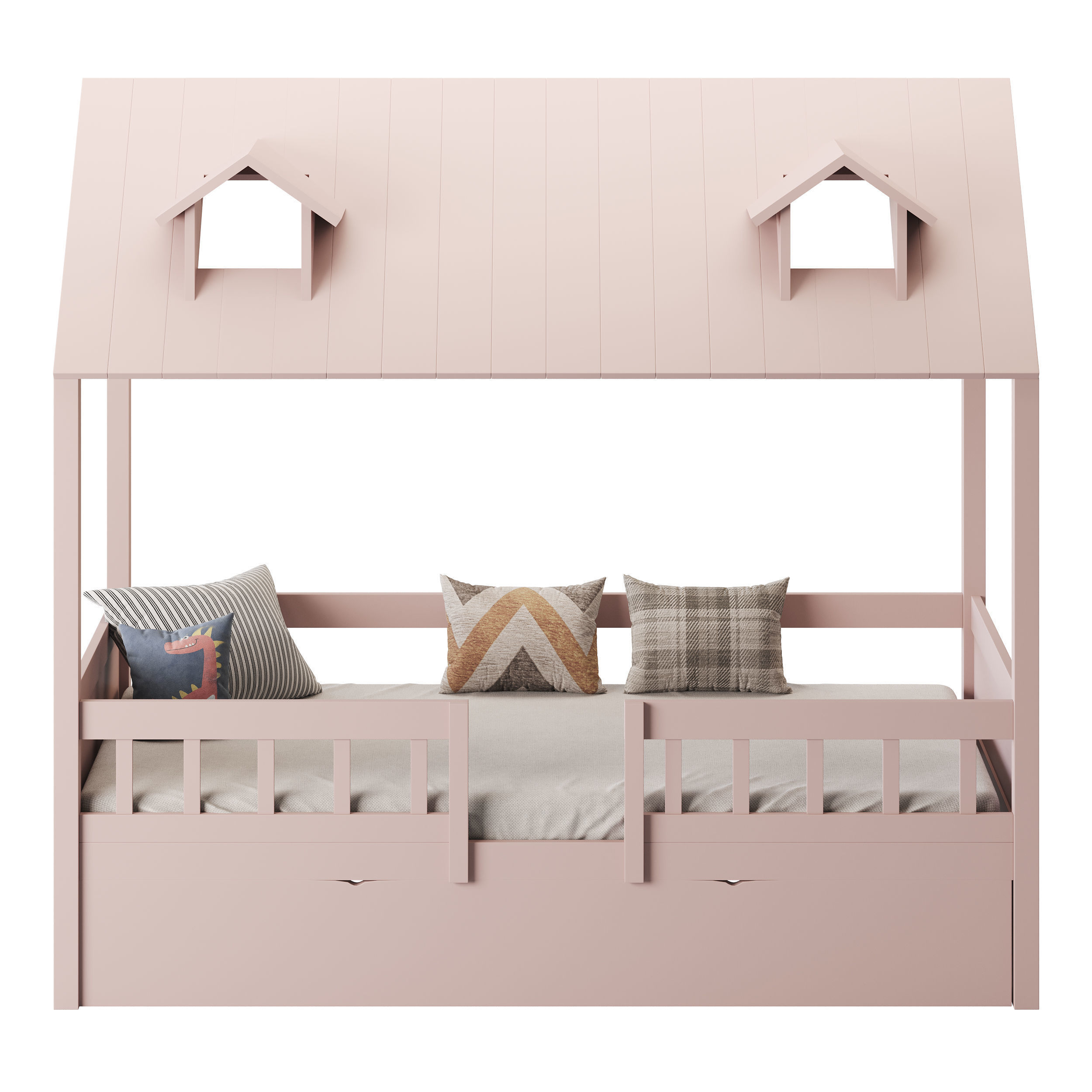 Bed Frame with Trundle 3D model_6