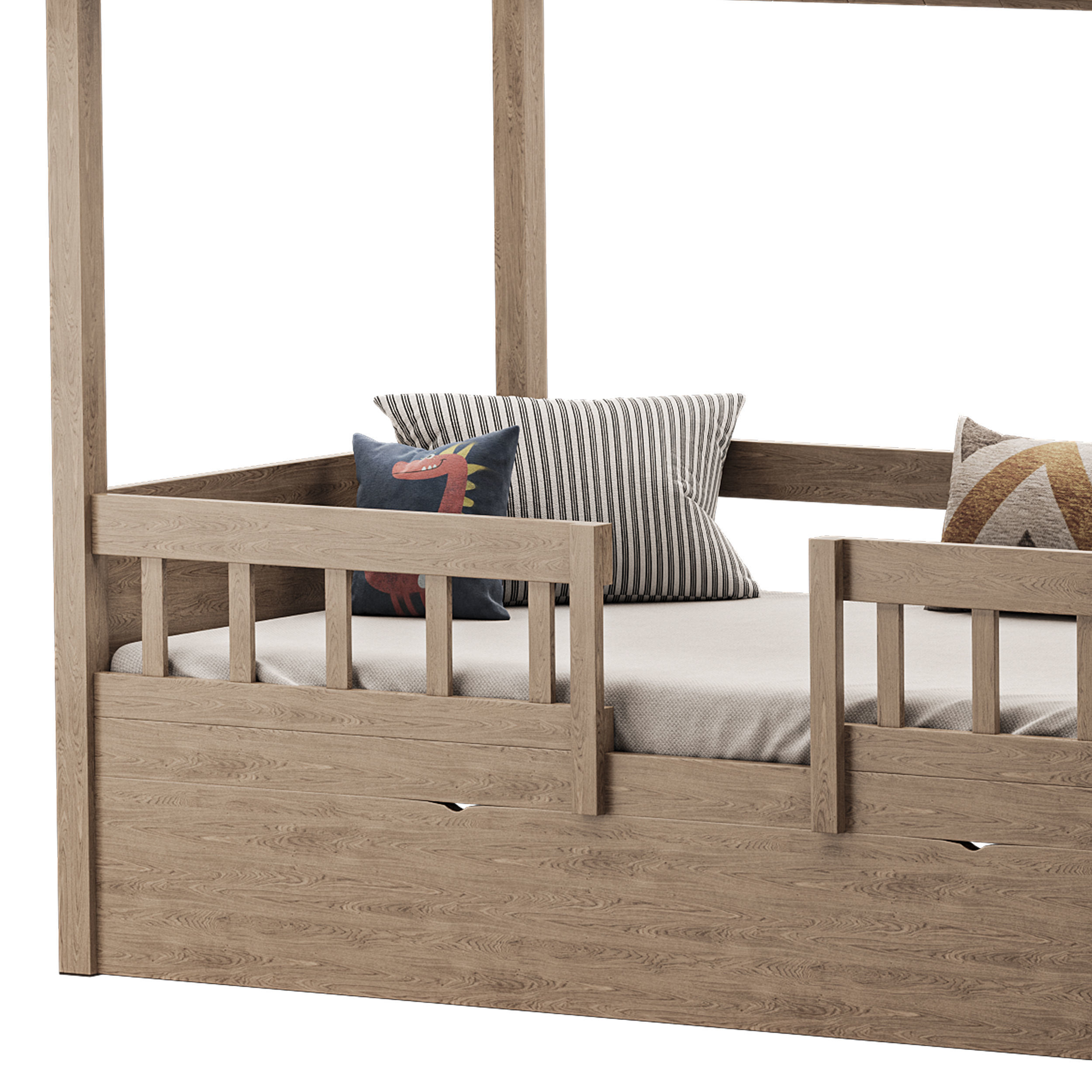 Bed Frame with Trundle 3D model_11
