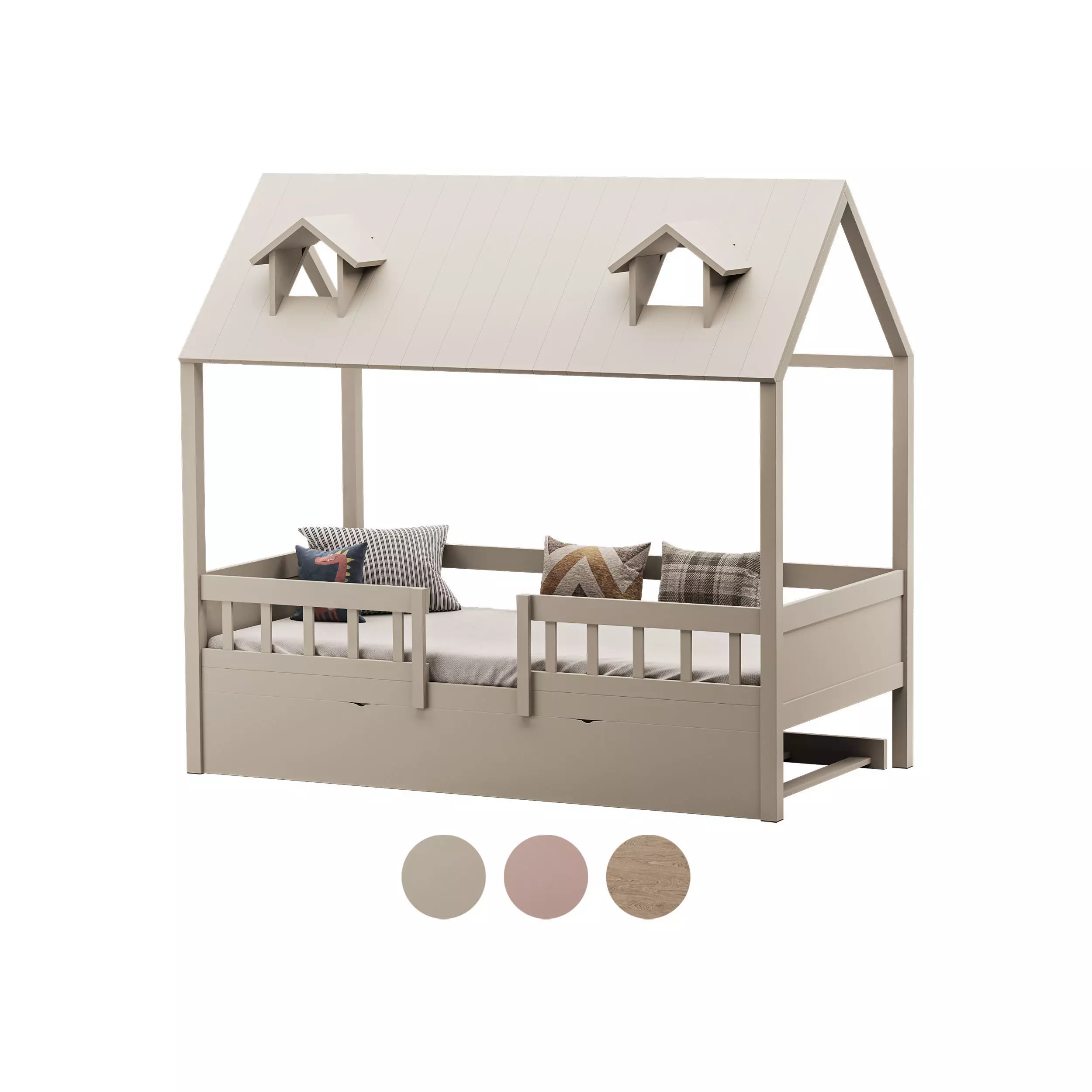 Bed Frame with Trundle 3D model_0