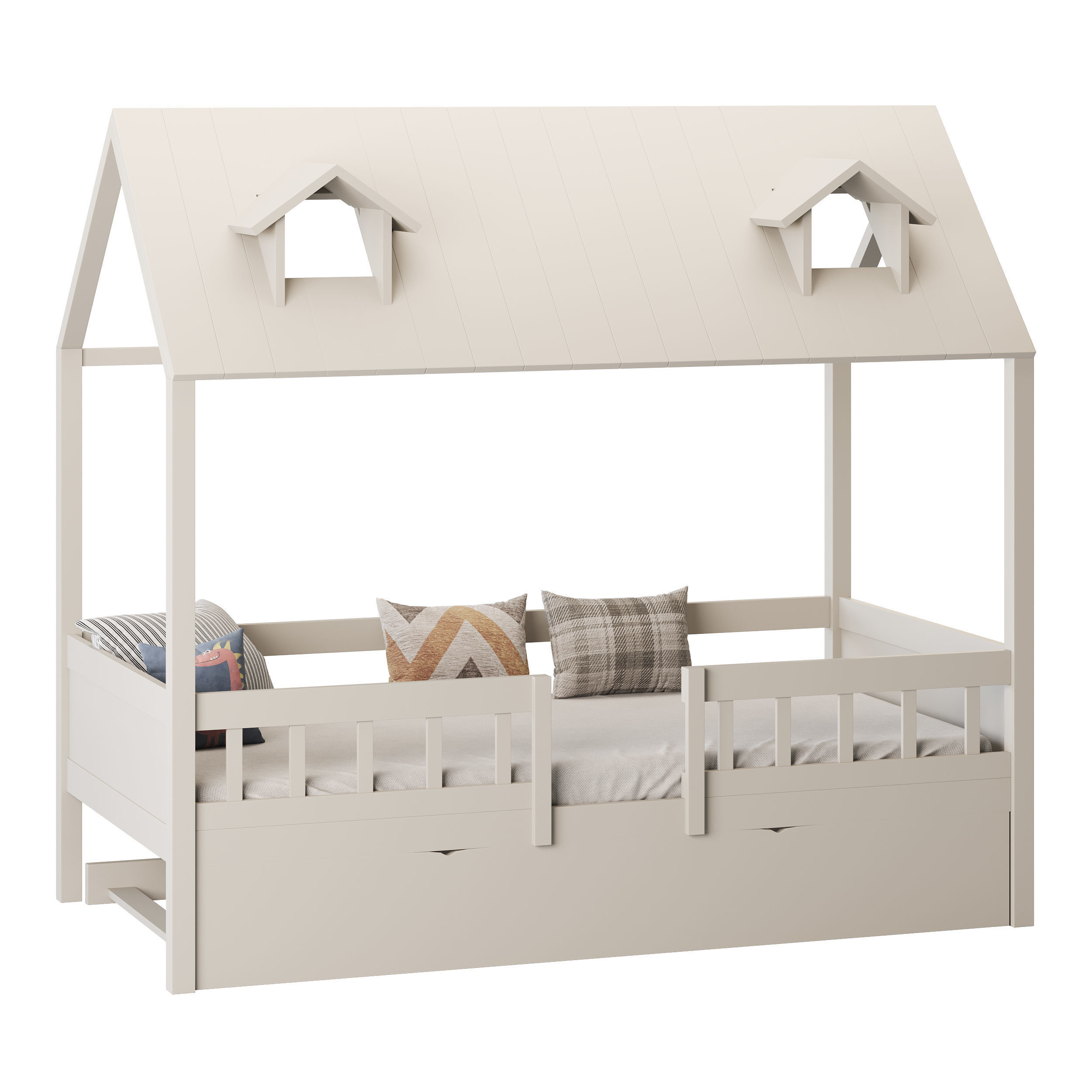 Bed Frame with Trundle 3D model_4