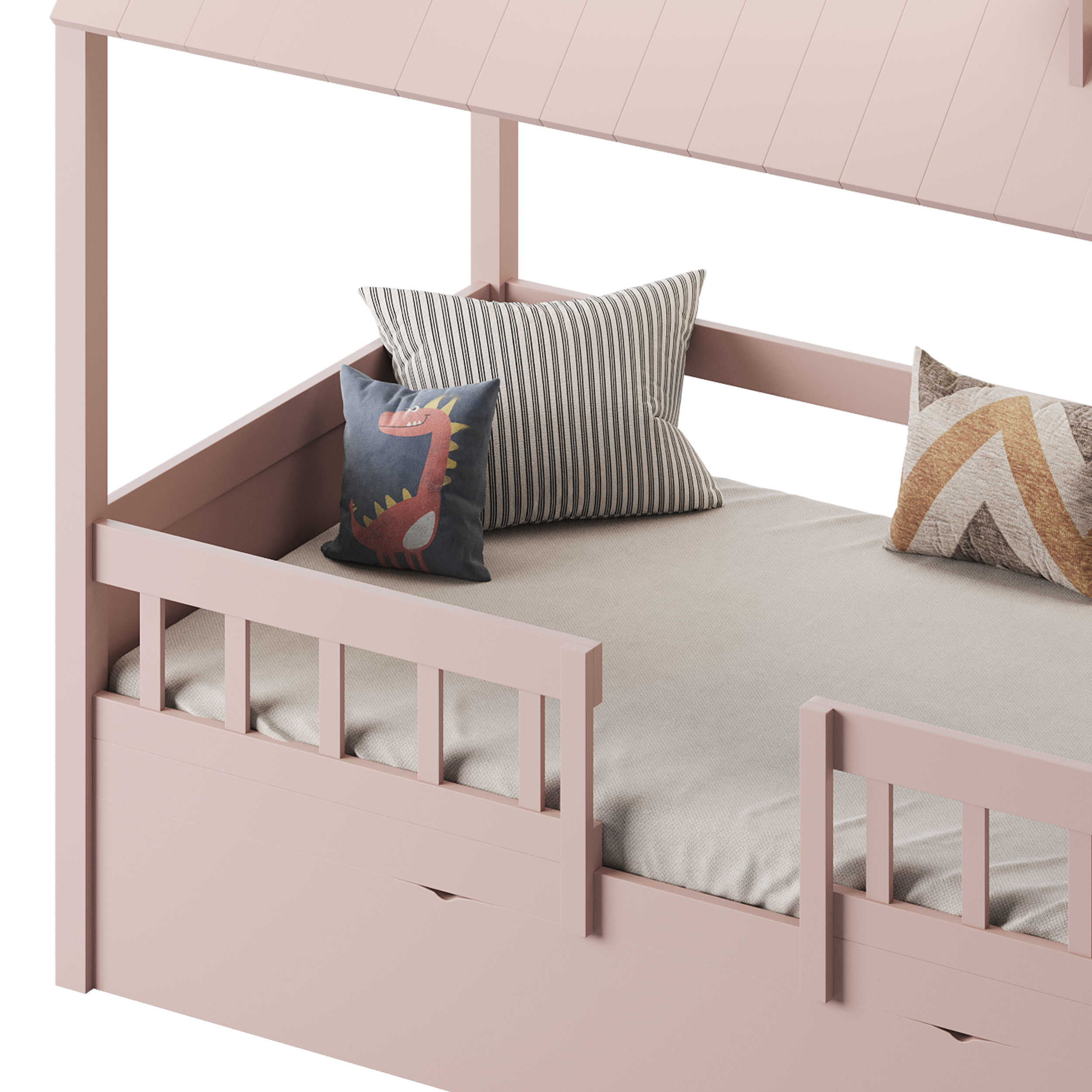 Bed Frame with Trundle 3D model_9