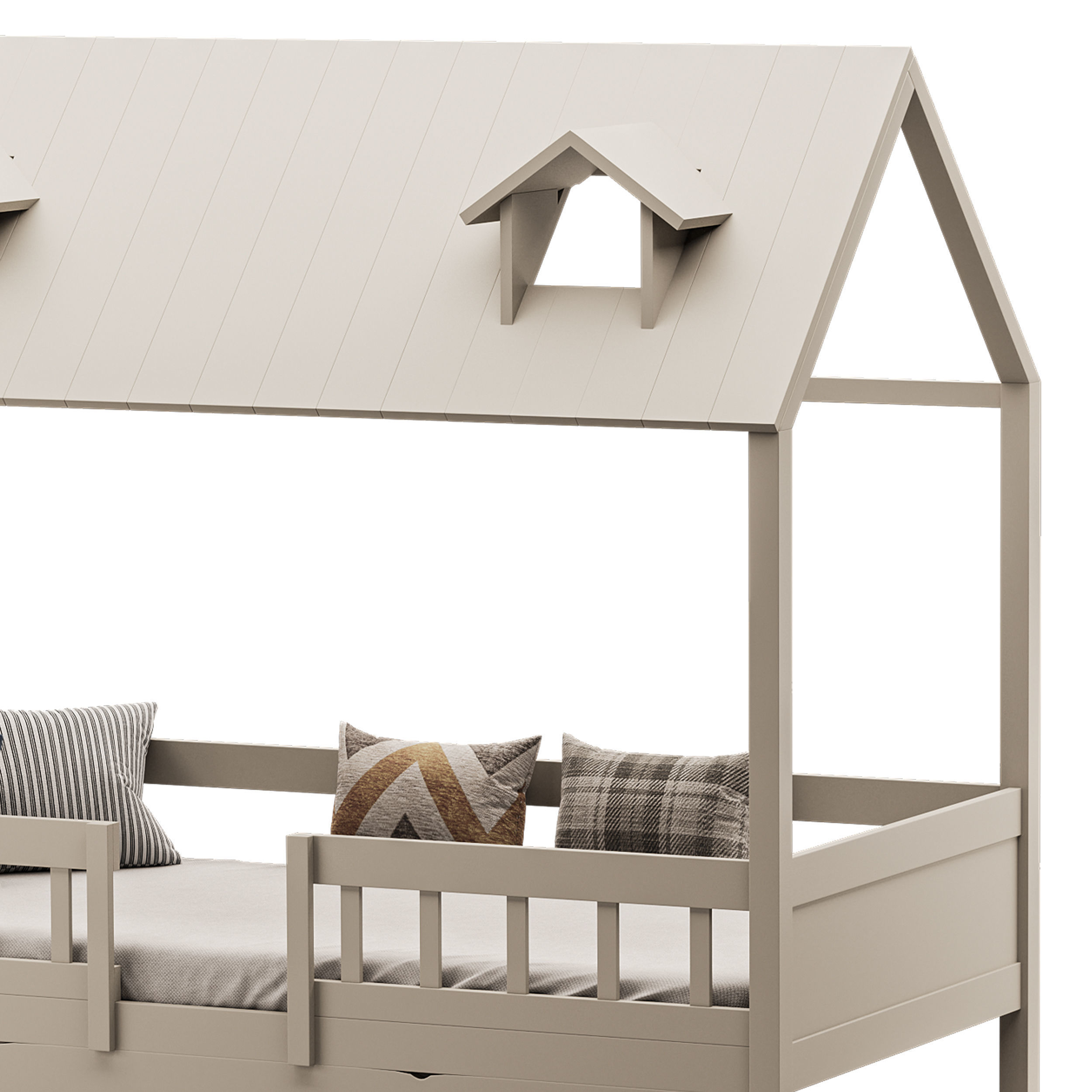 Bed Frame with Trundle 3D model_12