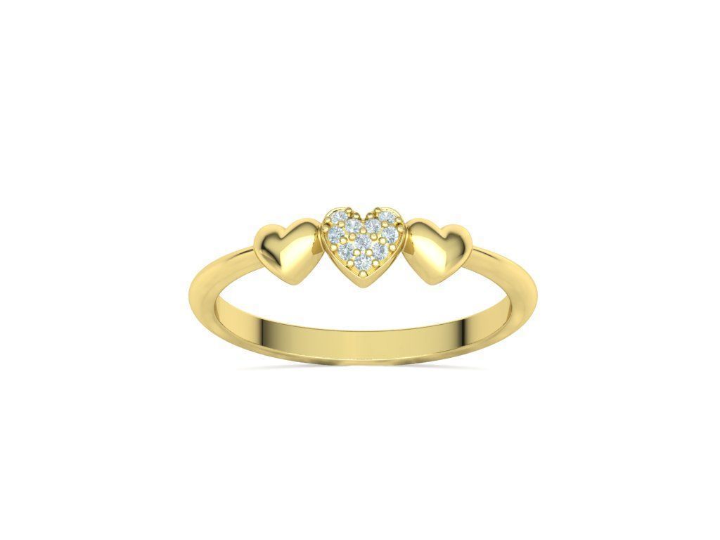 3 Hearts Diamond Fashion Woman Ring Love-Heart symbol ring 3D print model_19