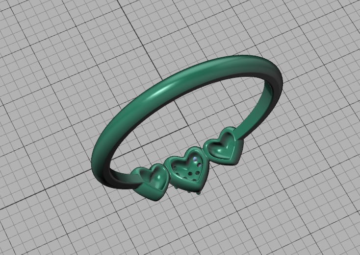 3 Hearts Diamond Fashion Woman Ring Love-Heart symbol ring 3D print model_40