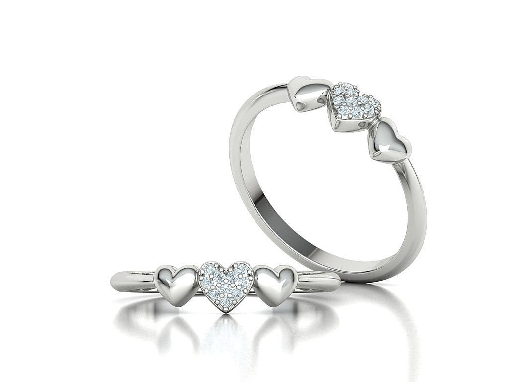 3 Hearts Diamond Fashion Woman Ring Love-Heart symbol ring 3D print model_14