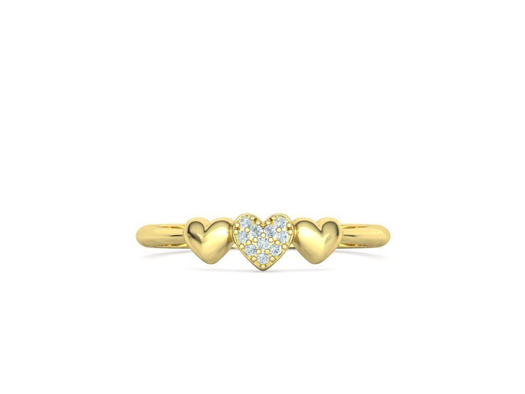 3 Hearts Diamond Fashion Woman Ring Love-Heart symbol ring 3D print model_16
