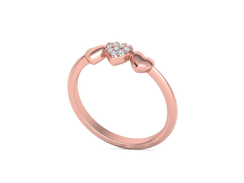 3 Hearts Diamond Fashion Woman Ring Love-Heart symbol ring 3D print model_27