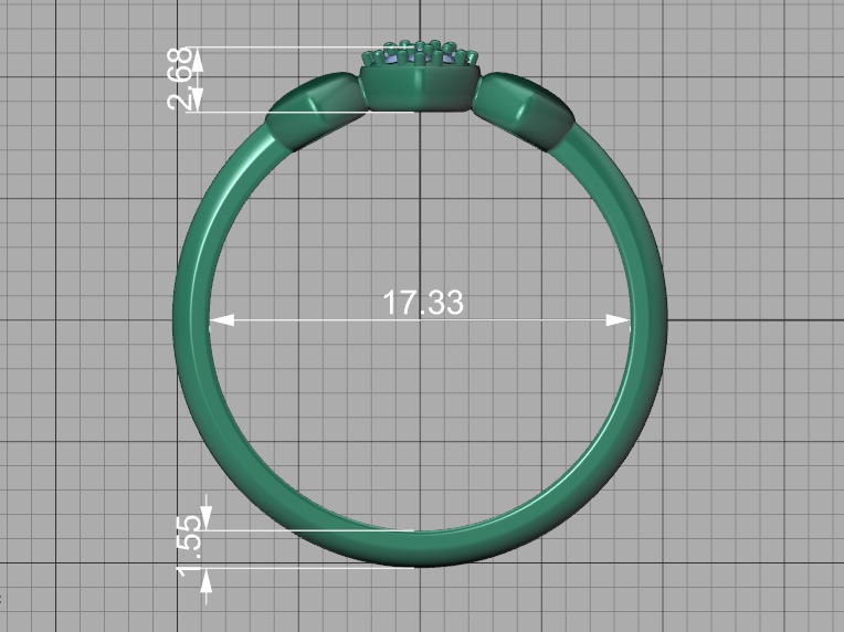 3 Hearts Diamond Fashion Woman Ring Love-Heart symbol ring 3D print model_38