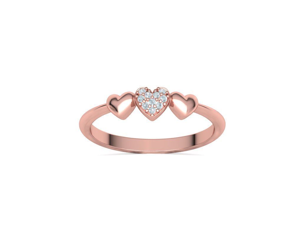 3 Hearts Diamond Fashion Woman Ring Love-Heart symbol ring 3D print model_18