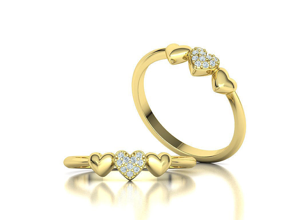 3 Hearts Diamond Fashion Woman Ring Love-Heart symbol ring 3D print model_13