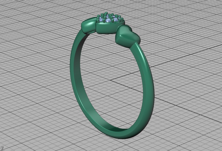 3 Hearts Diamond Fashion Woman Ring Love-Heart symbol ring 3D print model_39