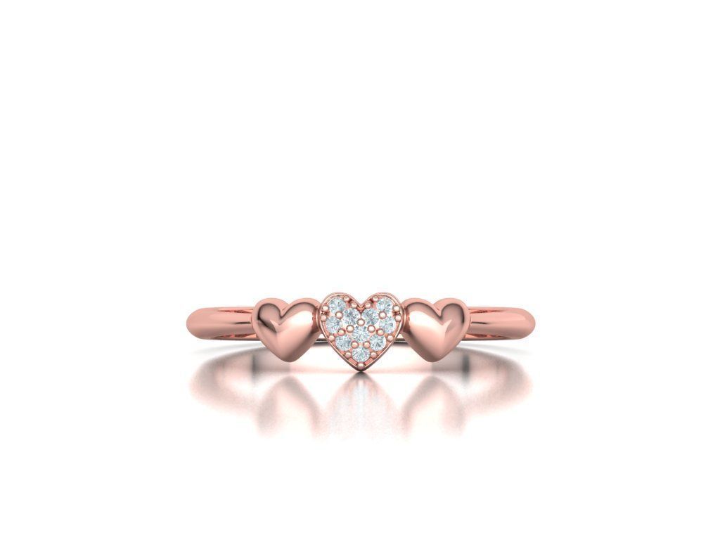 3 Hearts Diamond Fashion Woman Ring Love-Heart symbol ring 3D print model_2