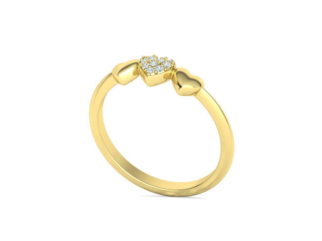 3 Hearts Diamond Fashion Woman Ring Love-Heart symbol ring 3D print model_28
