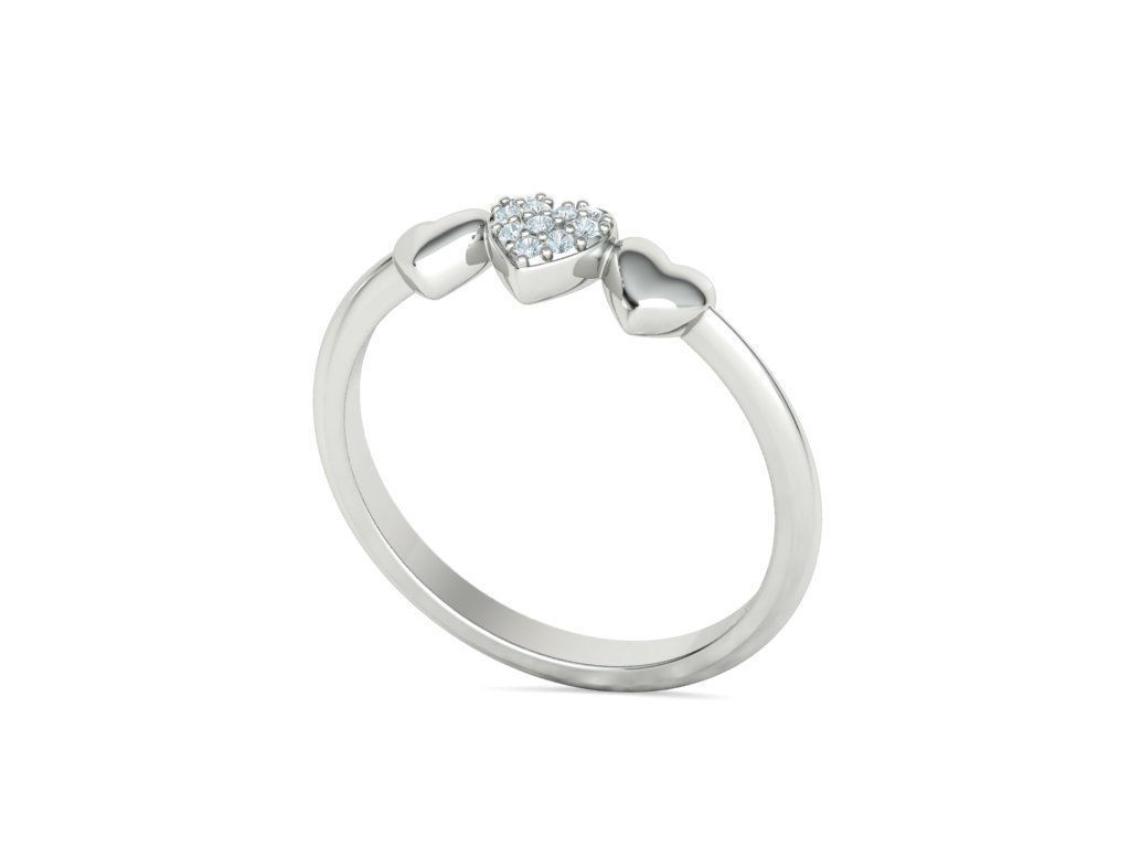 3 Hearts Diamond Fashion Woman Ring Love-Heart symbol ring 3D print model_29