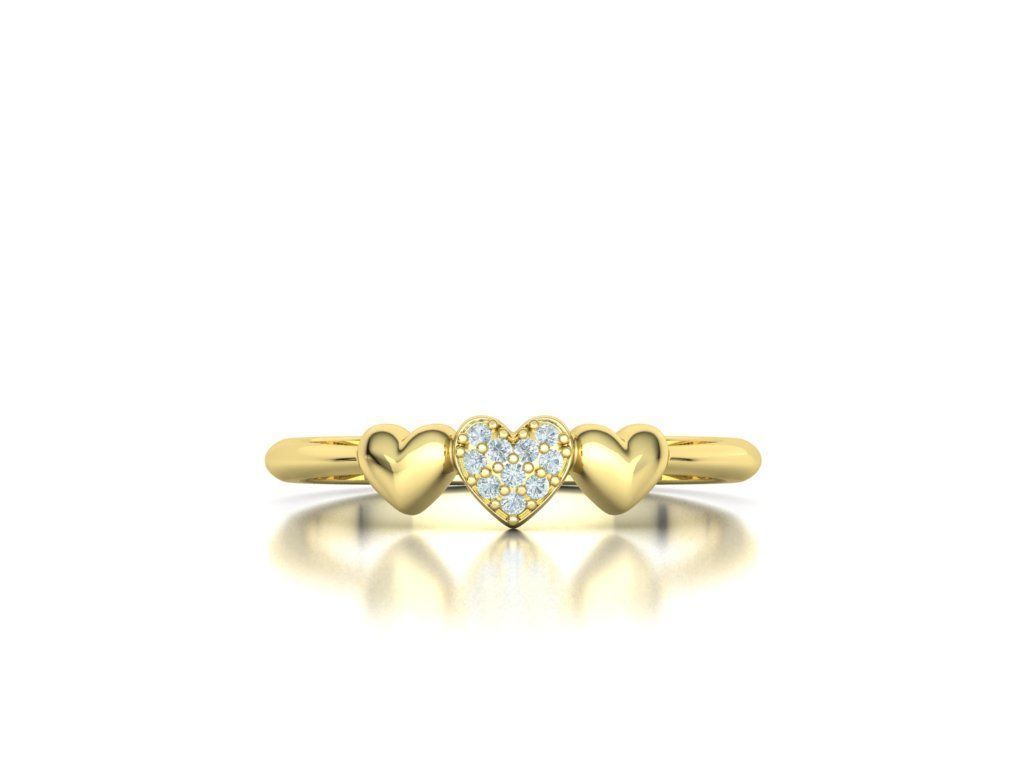 3 Hearts Diamond Fashion Woman Ring Love-Heart symbol ring 3D print model_3